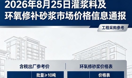 东丰2026年8月25日灌浆料及环氧修补砂浆市场价格信息通报